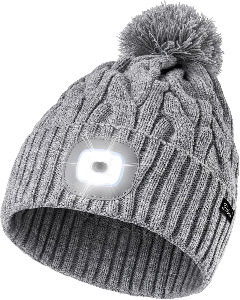 Etsfmoa Store Unisex Winter Beanie with The Light,Gifts for Men and Women,USB Rechargeable Headlamp Hat - Image 1
